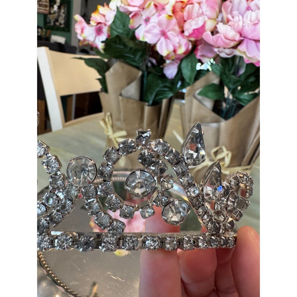 GORGEOUS antique Tiara Crown old rhinestones; must see - Picture 2 of 6